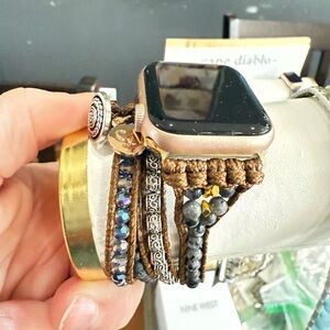 Apple Watch Band with Brown Beaded Bracelet